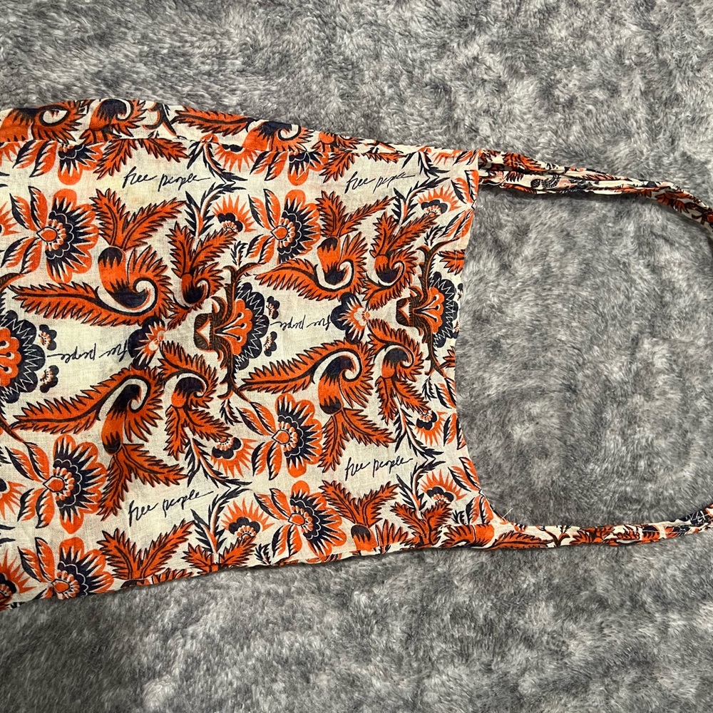 Free People Vibrant Orange and Black Floral Tote
